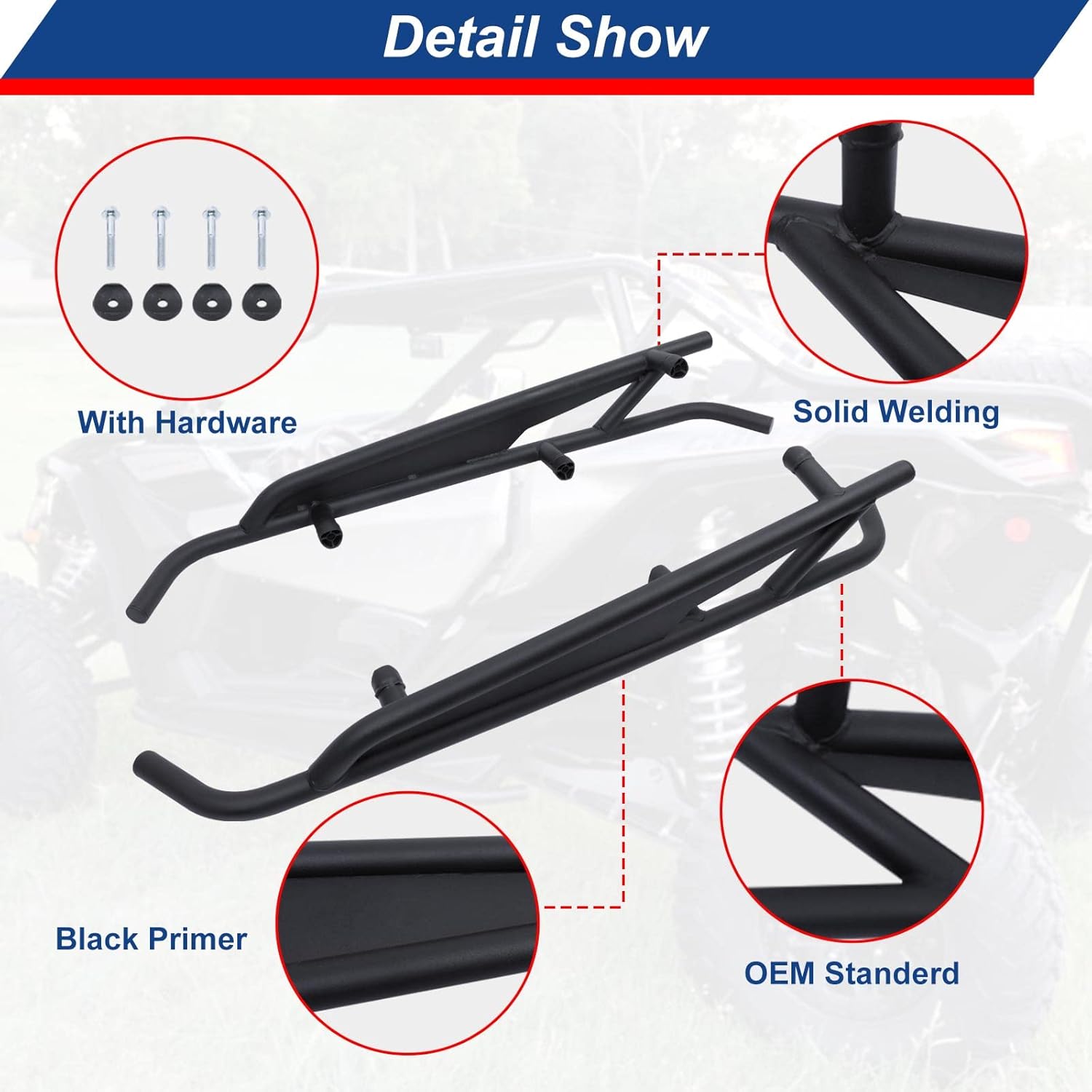 ELITEWILL X3 Rock Sliders Nerf Bars Kit OEM Style 2-Doors Tree Kickers Compatible with Can Am Maverick X3 / Turbo/R 2017-2024 Replaces OEM #715003438 and OEM #715002963 - Matte Black