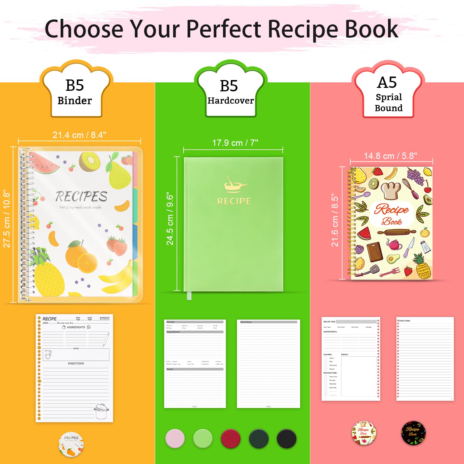 Blank Recipe Book to Write in Your Own Recipes, A5 (21.6 x14.8CM) Hardcover Family Recipe Organize - Image 4