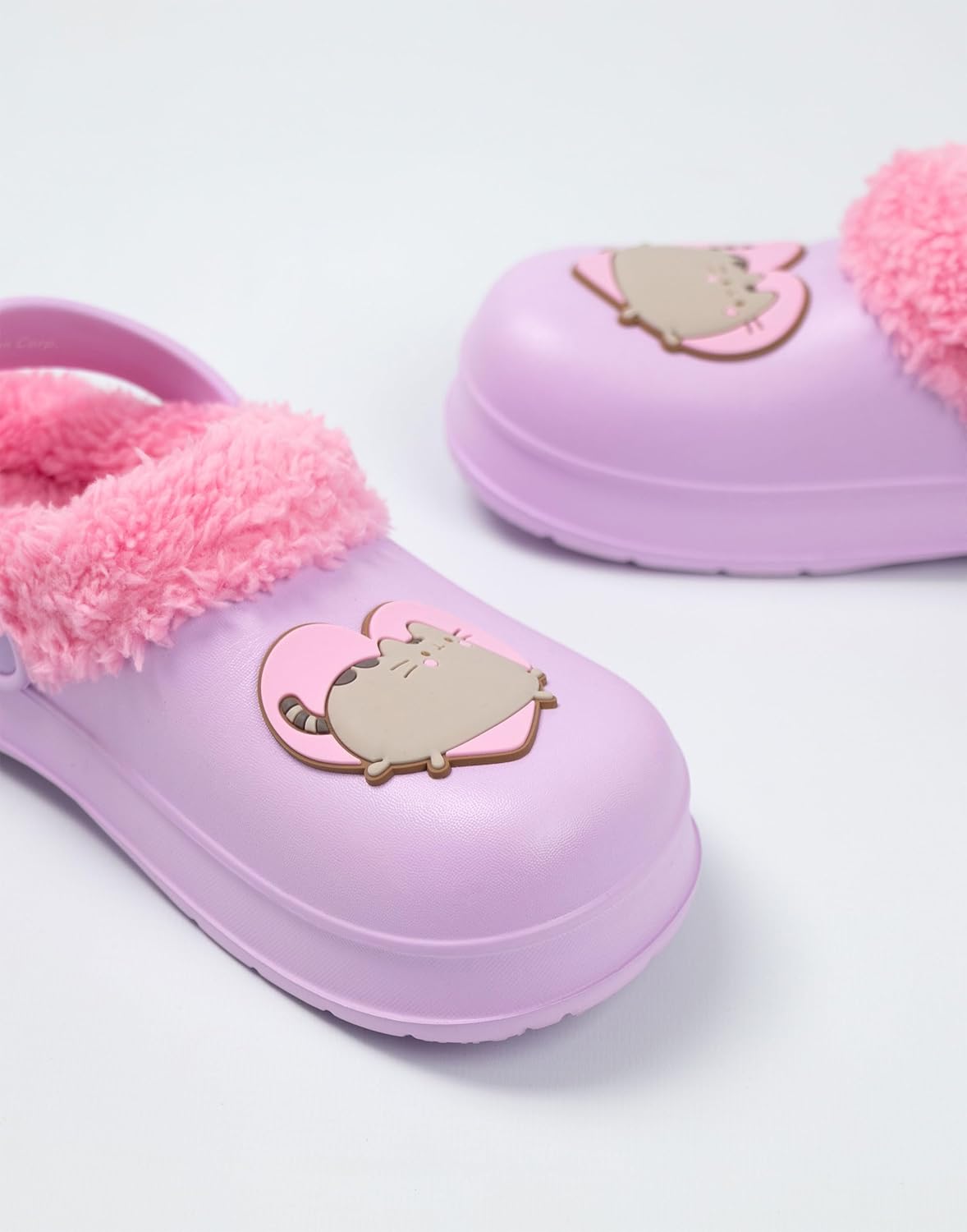 Pusheen Heart Girls Purple Clogs | Cartoon Character Casual Footwear | Pull-On Design for Everyday Wear