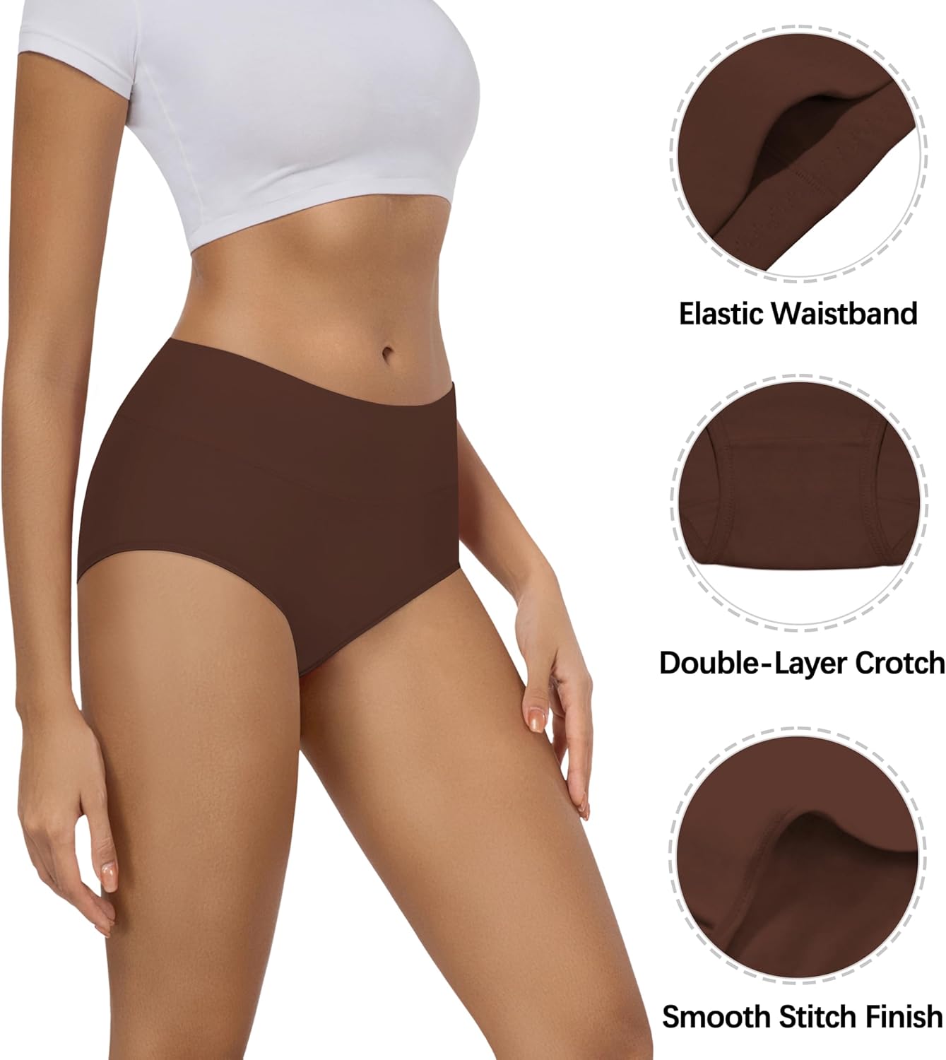 MIRITY Women's High Waist Cotton Underwear Briefs 12-Pack - Soft Full Coverage with Double-Layer Waistedband - Image 2