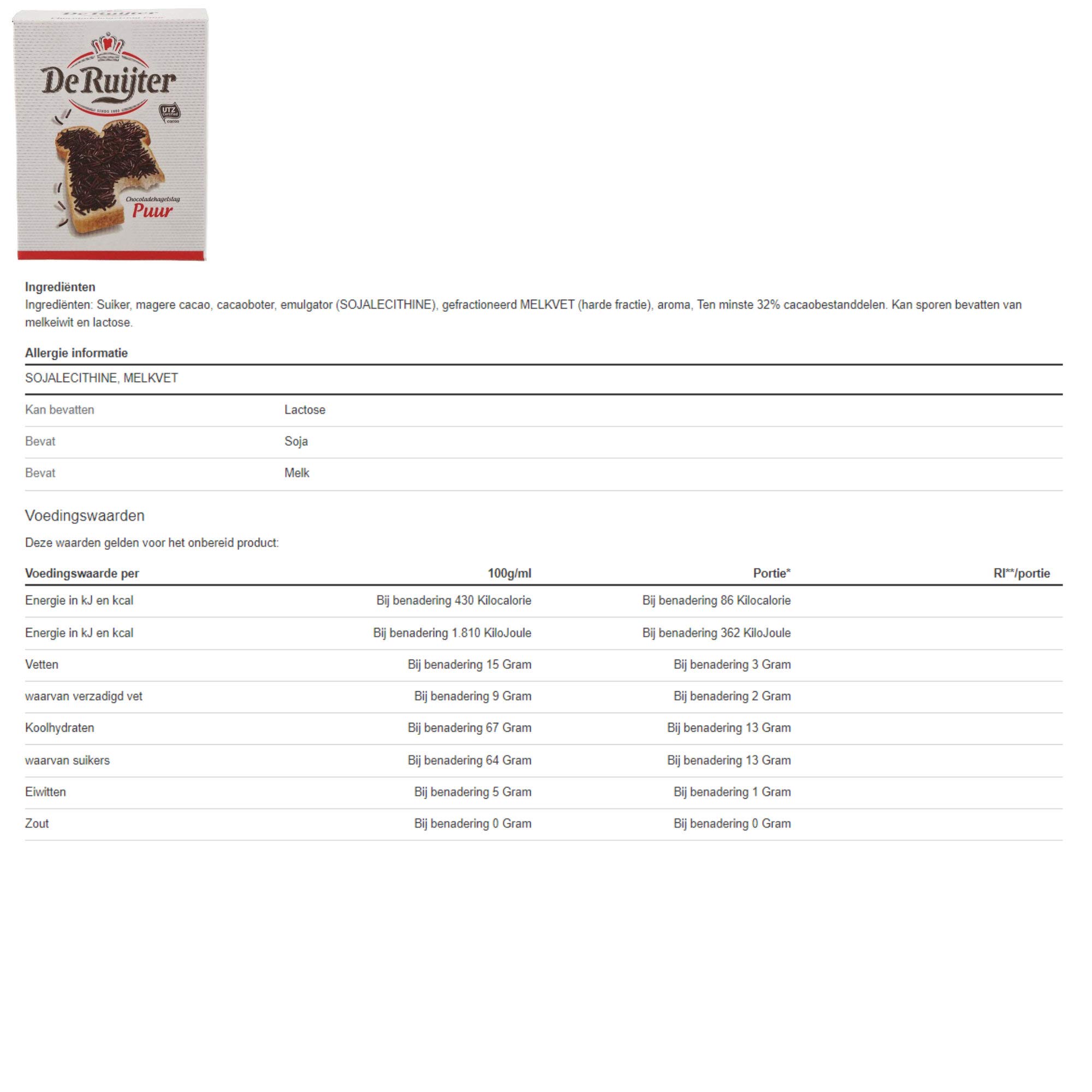 De Ruijter - Chocolate sprinkles dark - 1,5kg