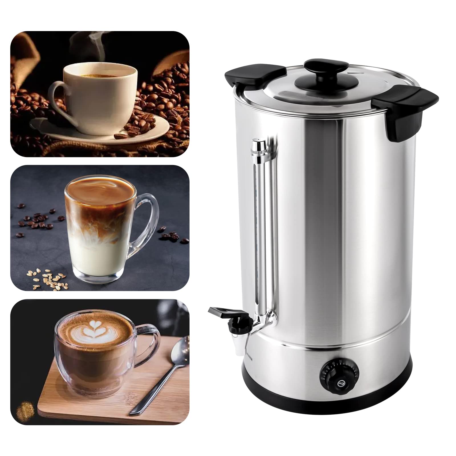 LYNICESHOP Commercial Coffee Urn, Electric 15L Catering Hot Water Boiler Commercial Coffee Tea Urn Stainless Steel Automatic Hot Water Dispenser Electric Catering Hot Water Boiler Coffee