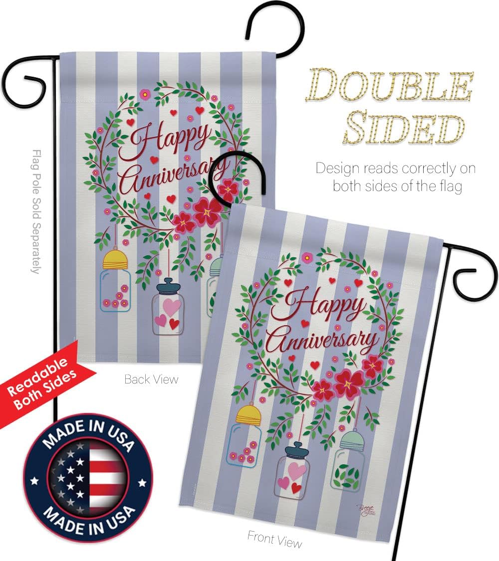 Breeze Decor - Happy Anniversary Special Occasion - Everyday Family Impressions Decorative Vertical Garden Flag 13" x 18.5" Printed In USA
