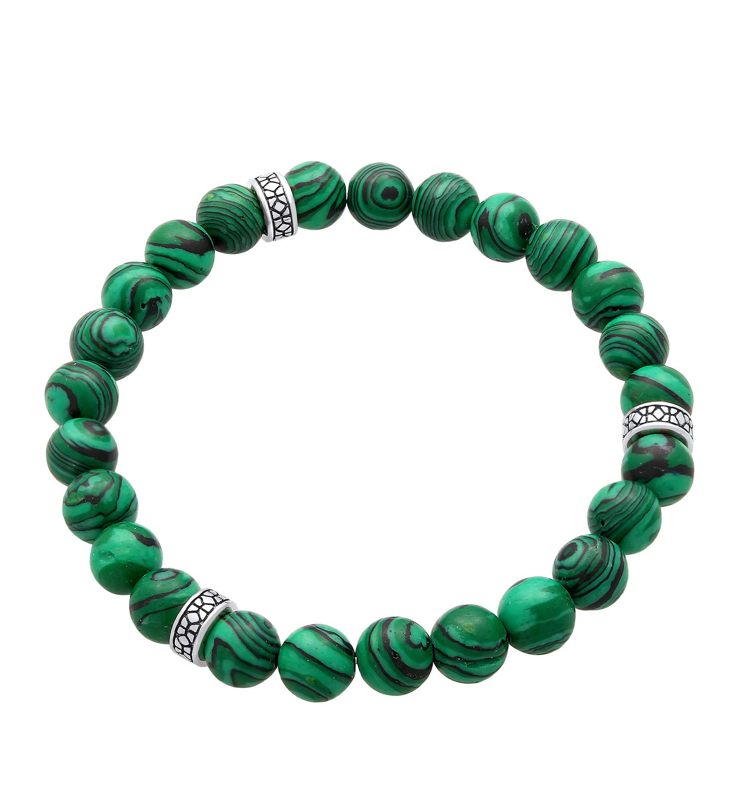 Kuzzoi Buddha Herren Armband mit grünen Malachit Edelstein Perlen und Beads | Yogaarmband Energiearmband Länge 19 21 cm elastisch