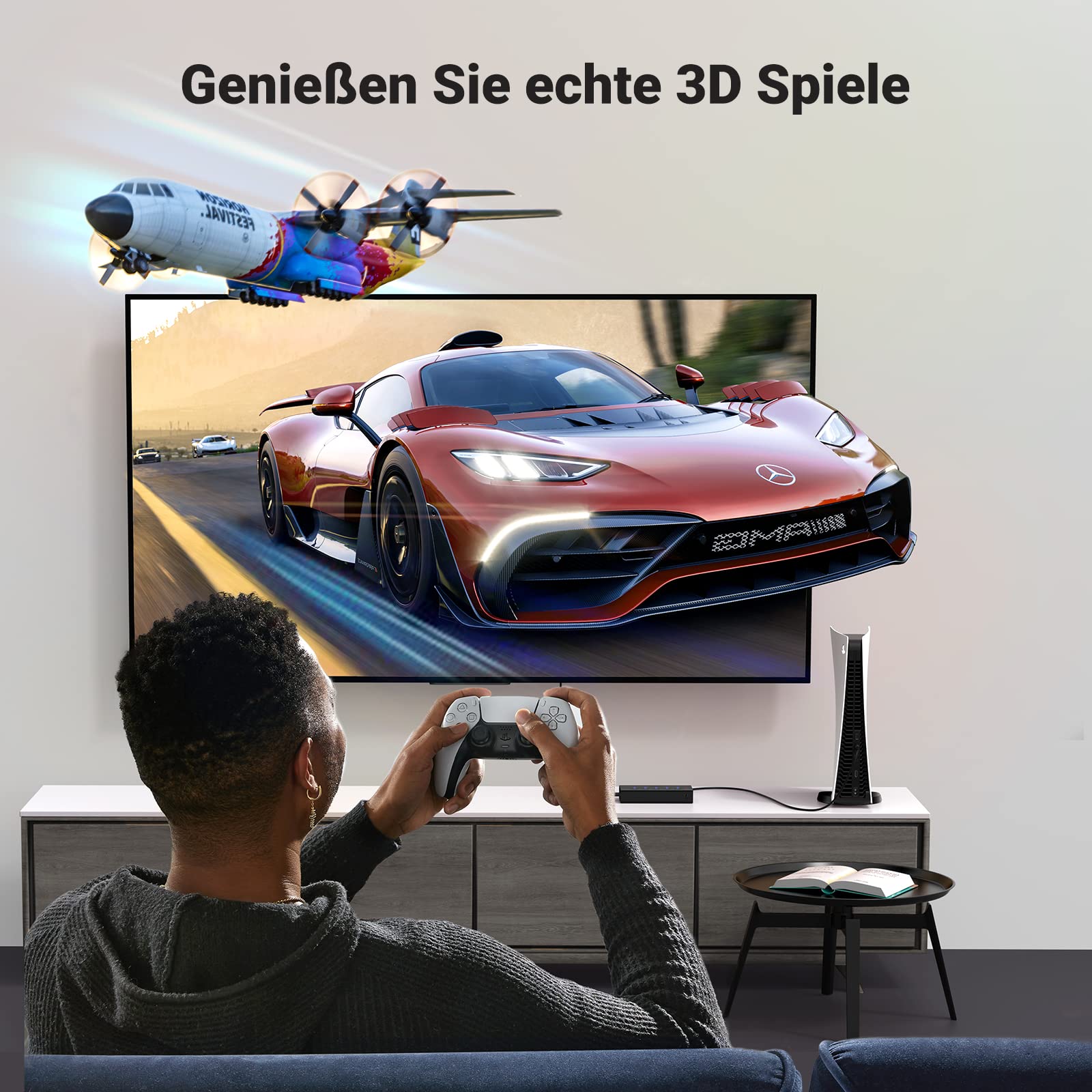 UGREEN HDMI Switch 5 in 1out HDMI Splitter 4K@60Hz Unterstützung 3D/CEC/HDR/HDCP 2.2 Kompatibel mit PS5/4, Xbox, Apple TV, Skybox, Blu-Ray, HDTV, Monitor, etc.