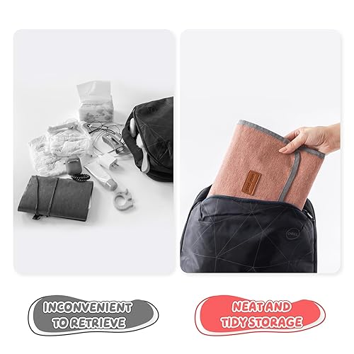 Miniatura 5 de Cambiador de pañales portátil, almohadillas de cambio de pañales de viaje lavables y plegables, tapete cambiador de bebé grande con bolsillo para