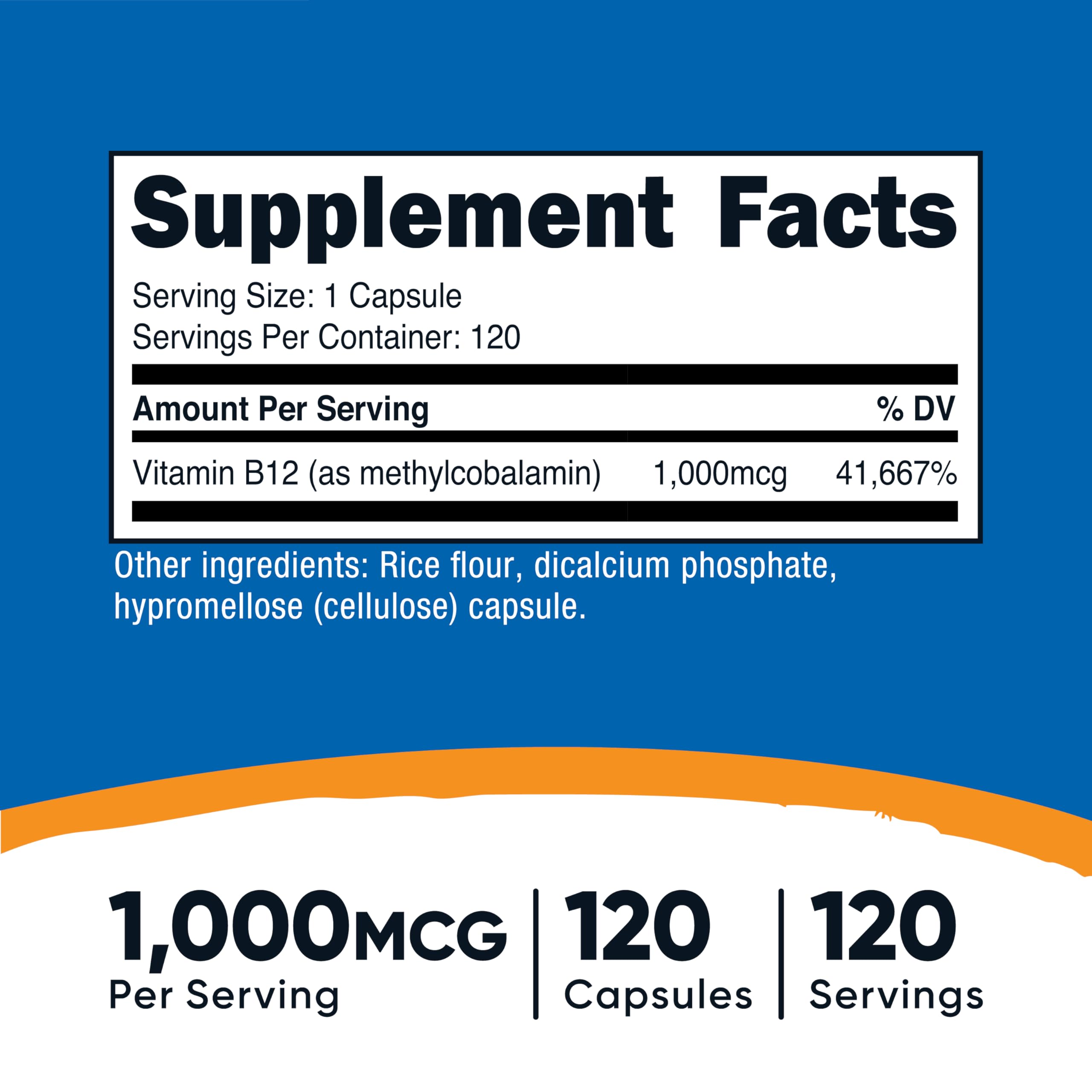 Nutricost Vitamin B12 (Methylcobalamin) 1000mcg, 120 Capsules, Gluten Free — Amazon image 2