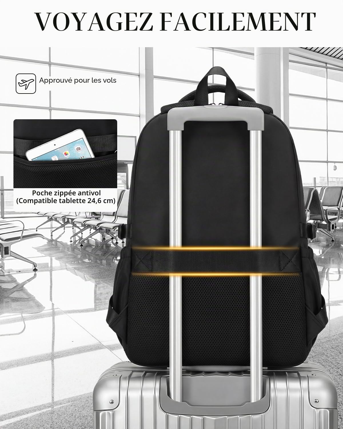 Sac à Dos pour Garçons Adolescents, Grand Cartable Noir pour le Lycée avec Imprimé Graffiti, Sac College Garcon Décontracté et Imperméable pour les Voyages