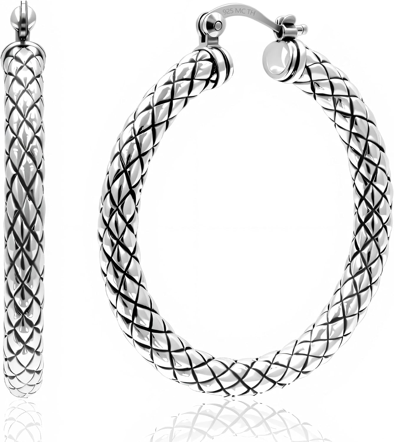 925 Sterling Silver Hypoallergenic Chunky Hoop Earrings for Women | Anti Tarnish Hoops in Various Styles by MAX + STONE