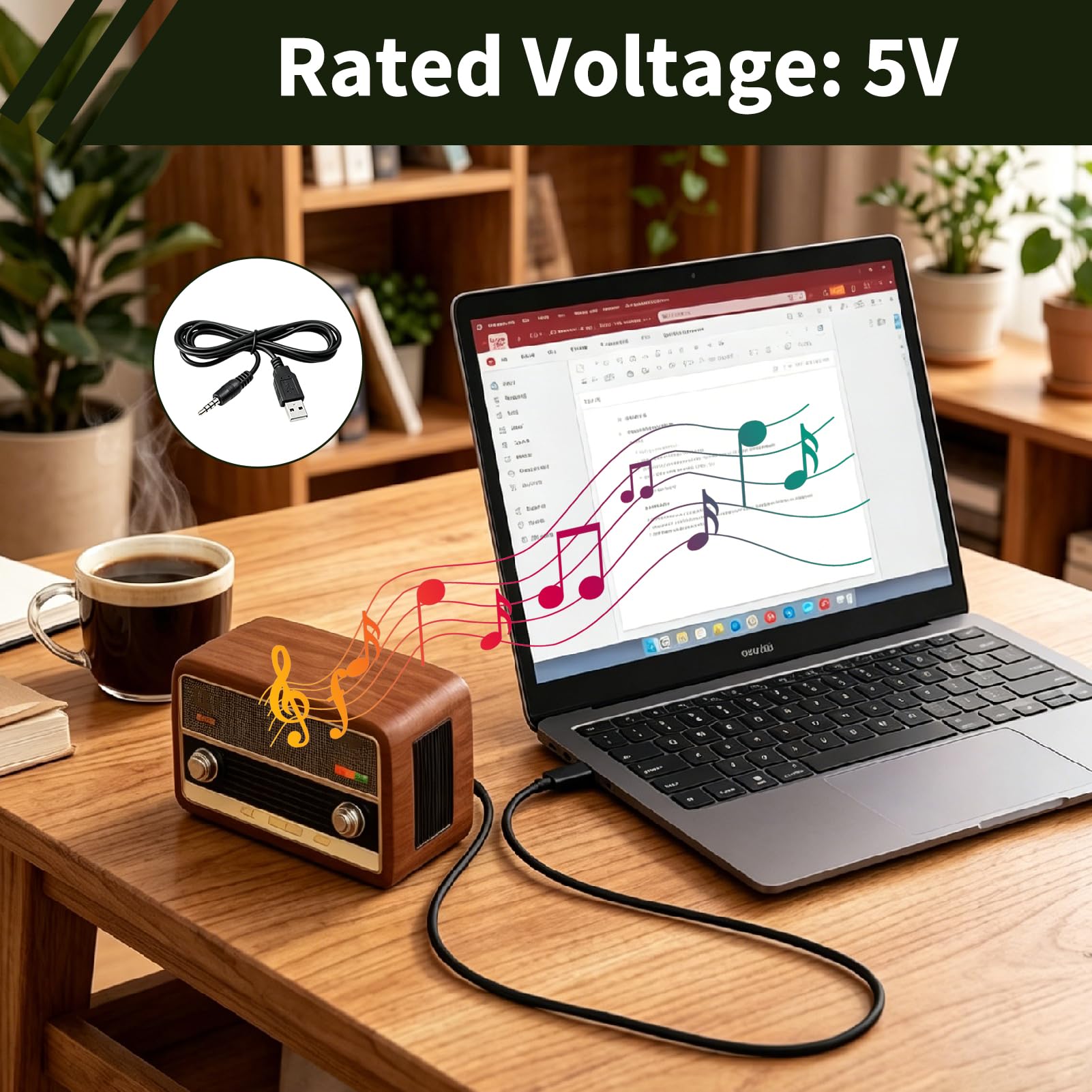 Audiokabel, USB auf 3,5-mm-Klinkenstecker, USB-AUX-Kabel, HiFi-Audio-Adapter, geräuschlos, AUX-Kabel männlich auf 3,5-mm-Klinkenstecker, PVC, Plug and Play für PC Laptop, Kopfhörer hoch (1 m)