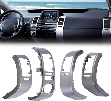 Set of 4 Outlet Vent Trim Center A/C Dash Air Vent Trim Panel Air Vent Outlet Cover Compatible with 2004-2009 T-o-y-o-t-a Prius Center Dash AC Vent Dash Air Vent Panel 55670-47060 55680-47020