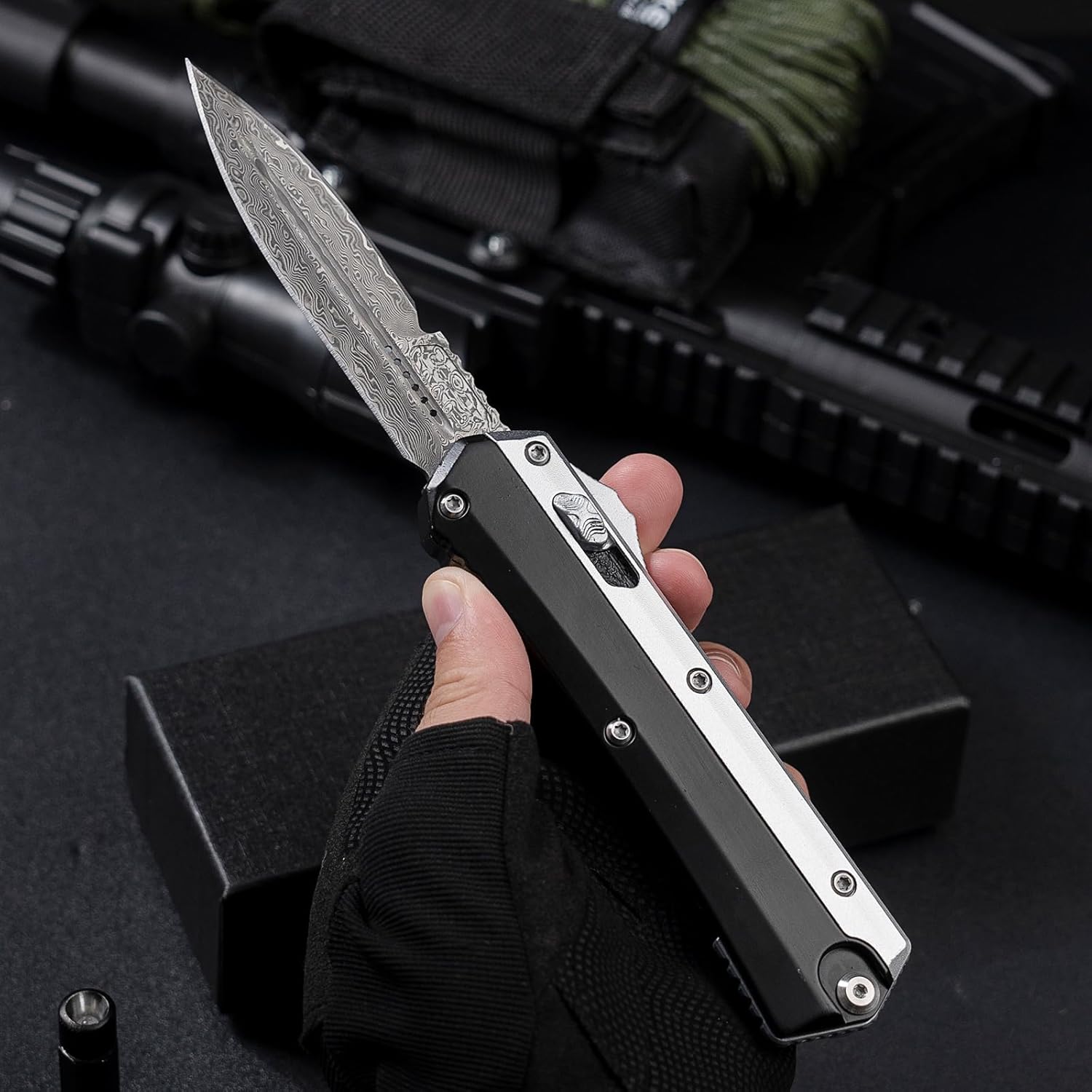 XXV Damascus Blades Pocket Knife for Men,3.5″ Steel Blade Pocket Knives Retractable Box Cutte Knife,EDC Folding Knife for Camping,Outdoor