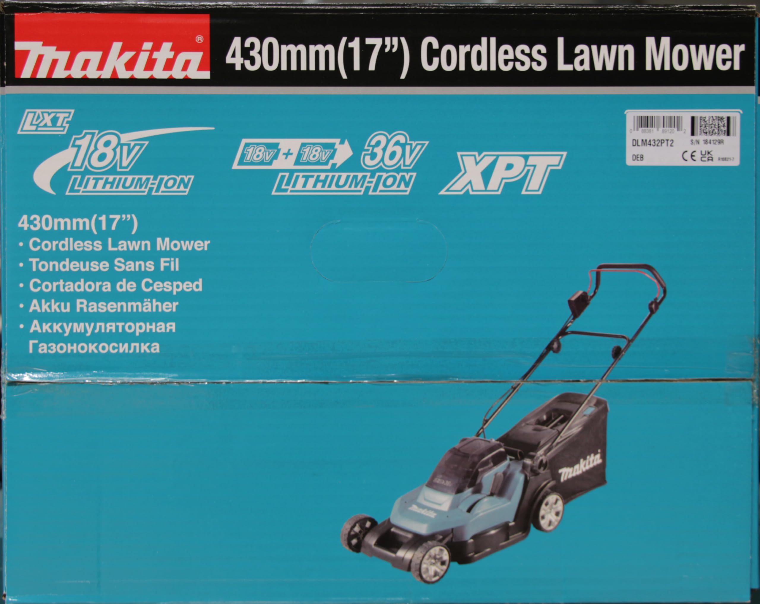 MAKITA DLM432PT2 Tondeuse 36V LXT 43 cm 2x5,0 Ah DC18RD