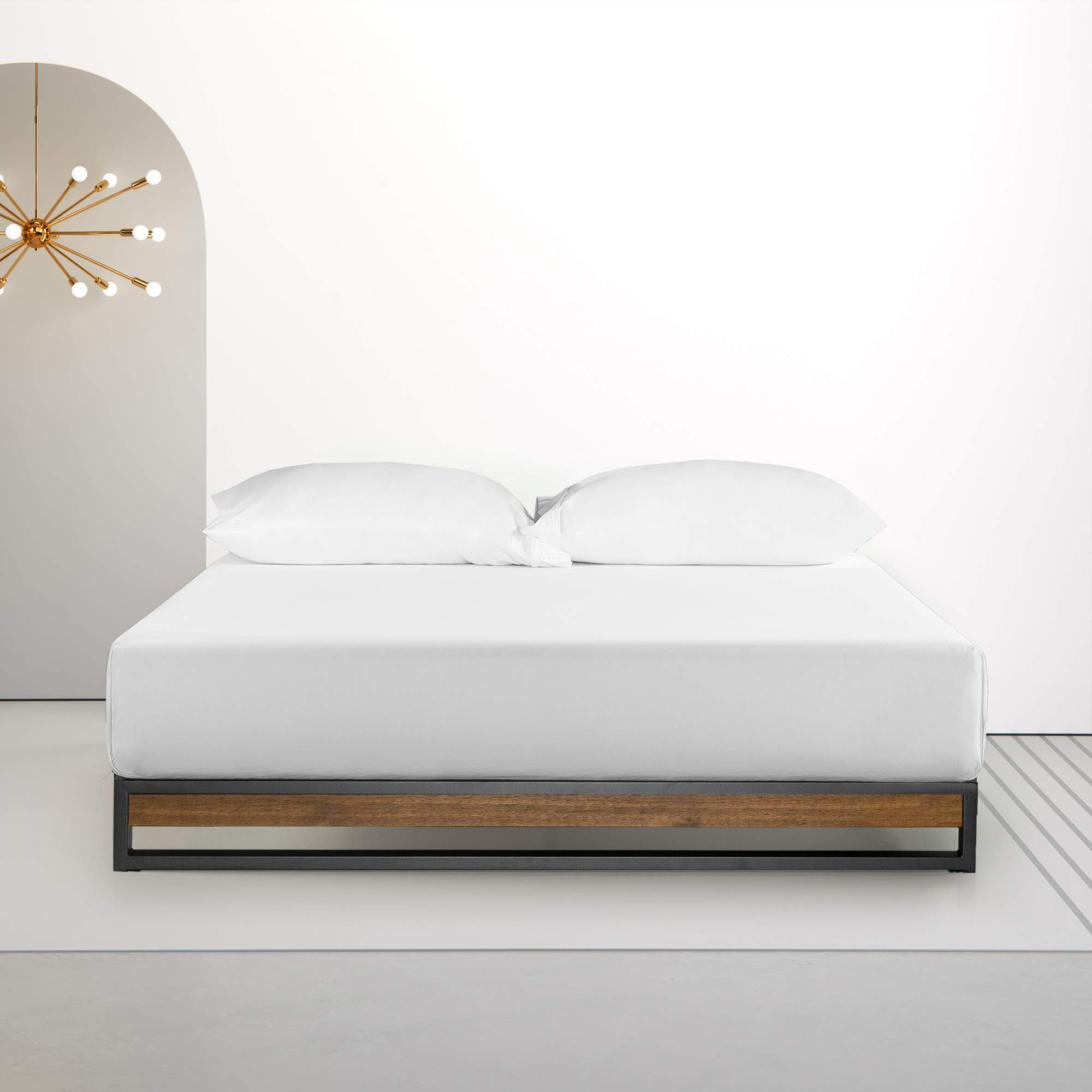 Zinus Suzanne King Bed Base Frame Low 15cm Ironline Good Design Award Winner Metal Frame And Pine Wood Solid Wooden Slats Amazon Com Au Home