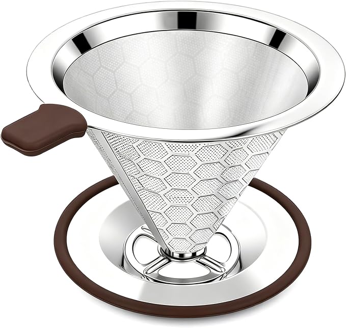 Pour Over Coffee Maker Dripper 600 Mesh Reusable Coffee Filter