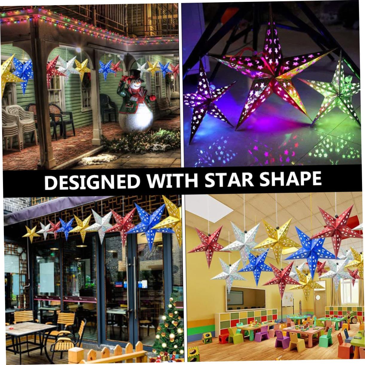DOITOOL 2 Sätze Weihnachtliche Teiliges Papier Sterndeckel mit LED Lichtern Große Rote Faltsterne Batteriebetriebene Mini LED Lichterketten Dekorative Hängende Weihnachtsbeleuchtung für