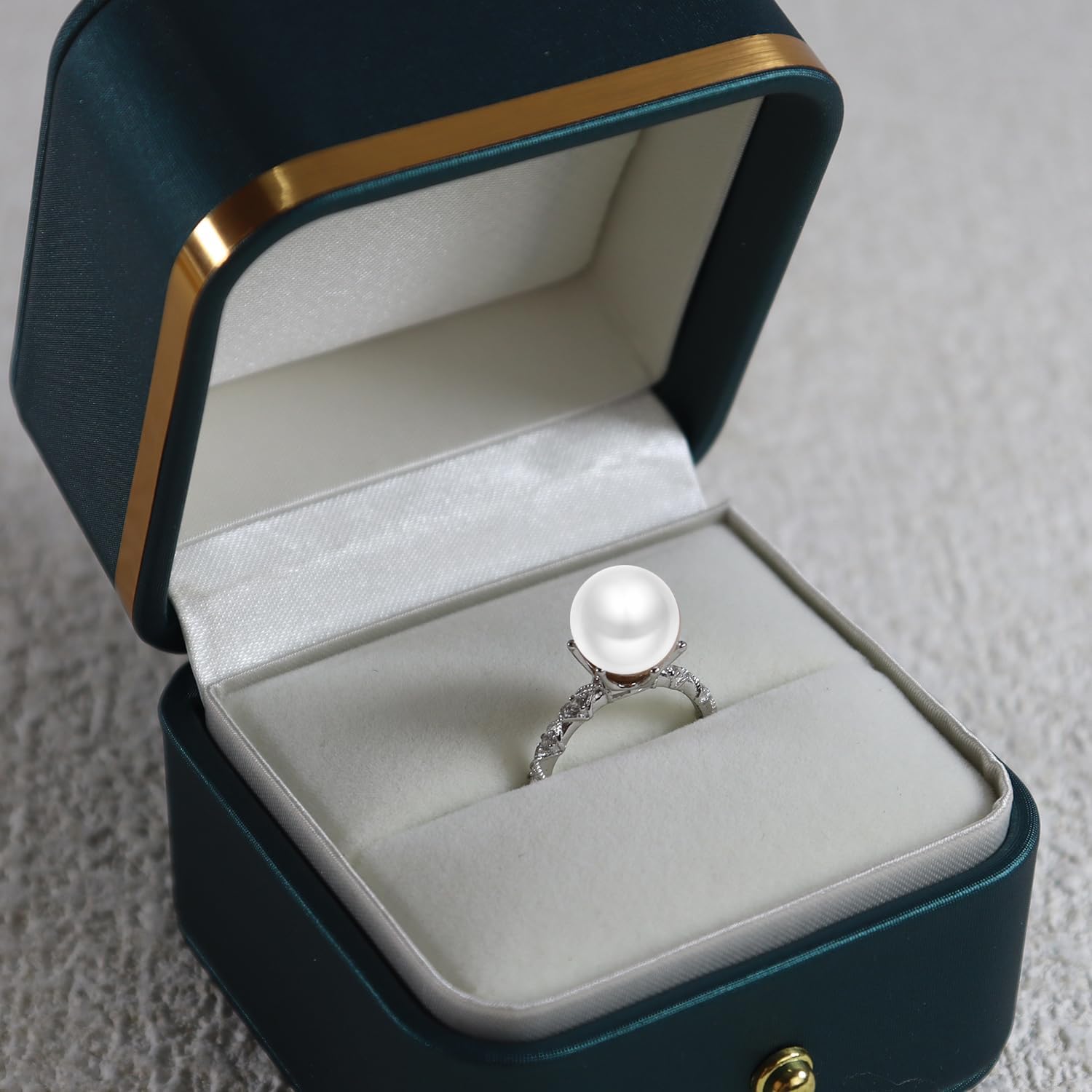 Pearl rings-Gifts for Women Wife-Gift for Wife Wedding Birthday Anniversary Jewelry-Mom Girlfriend Her Mothers Day Gifts for Mom Women Valentines Day Christmas Day Gifts NO009
