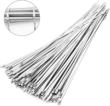 100 Pcs 20 Inch Metal Zip Tie Heavy Duty, Stainless Steel
