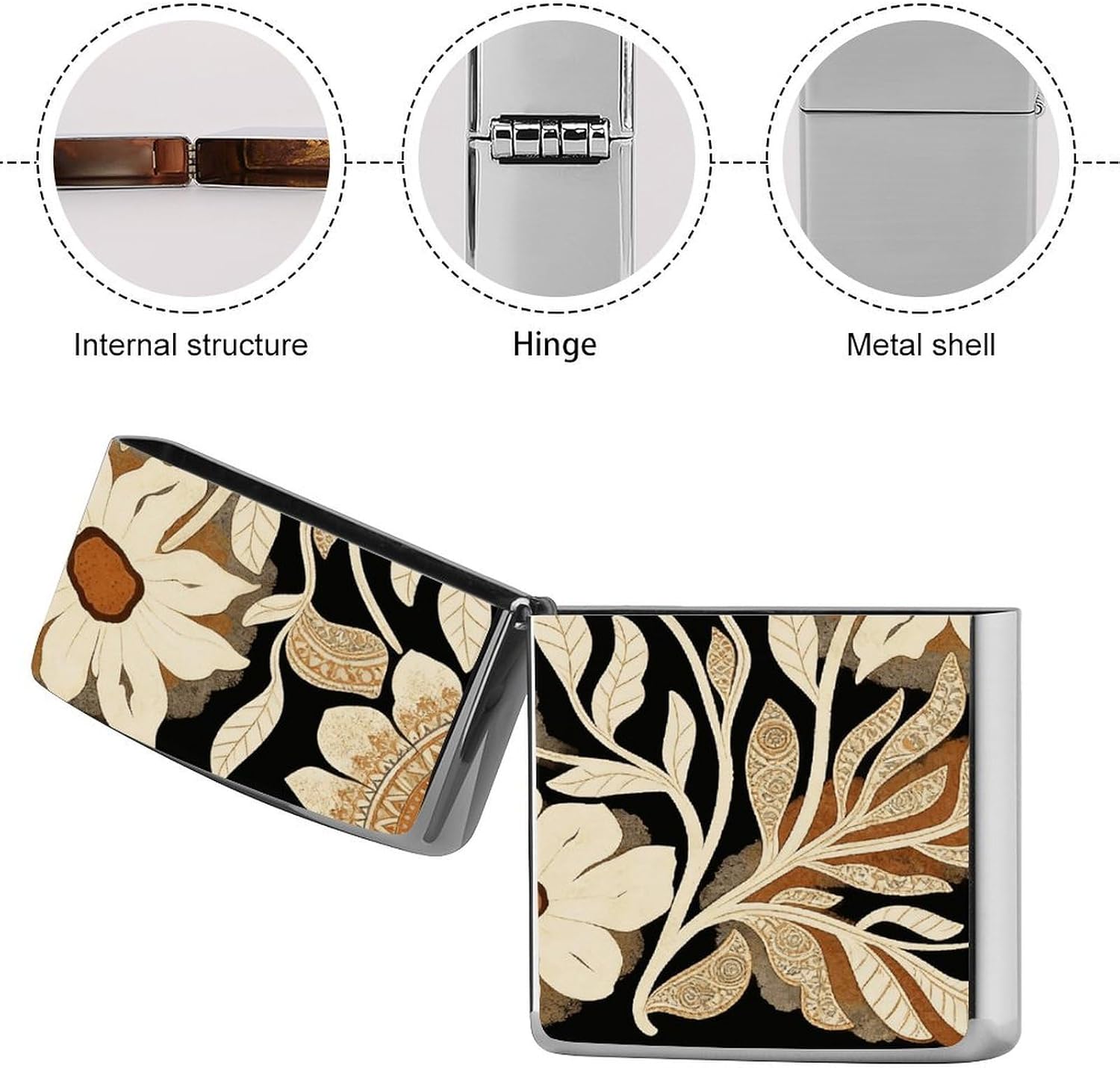 Vintage Flower Lighter Case Cover Metal Lighter Case image 5