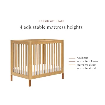 Babyletto Gelato 4-in-1 Mini Crib, Honey with Vegan Tan Leather Feet