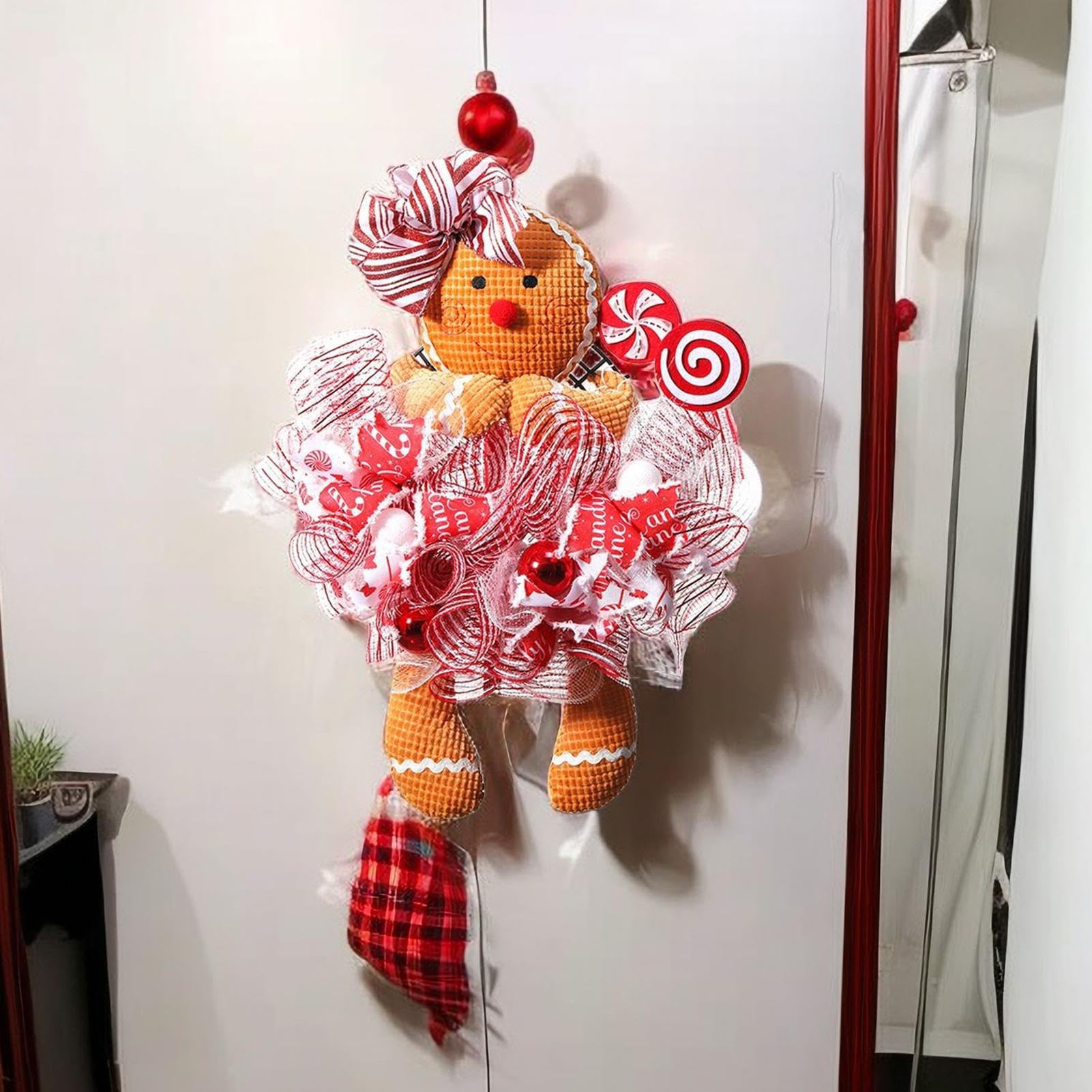 Couronne de d’épice de Noël de d’épice de de Vacances | Couronne de Noël pour mur, cheminée, entrée, cheminée ou fenêtre, 18,11 x 16,14 pouces