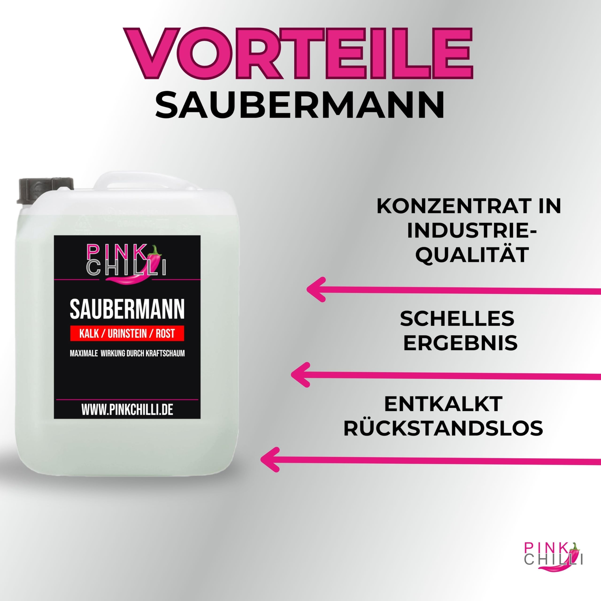 Saubermann - kraftvoller Kalkreiniger - hochkonzentrierter Kalklöser & Sanitärreiniger - vielseitiges Entkalkungsmittel Bad & Küche - starker Kalkbekämpfer - Kalkentfernungsmittel
