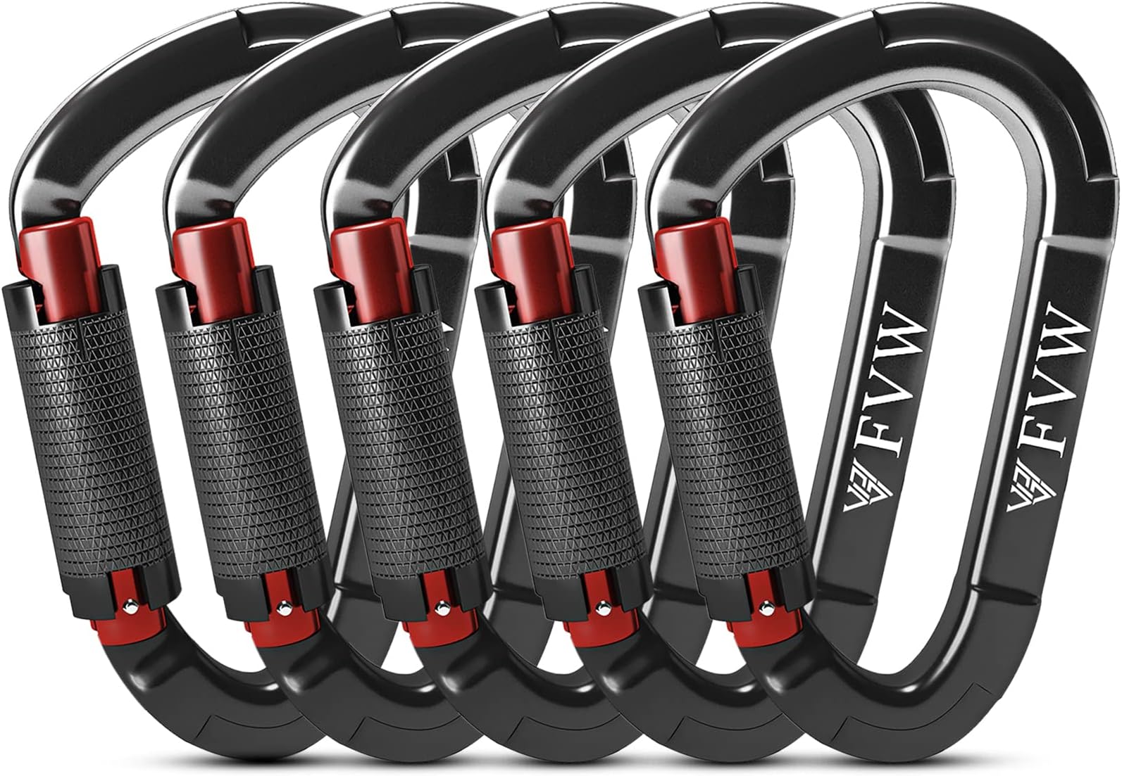 FVW Auto Locking Rock Climbing Carabiner Clips,Professional 25KN (5620 lbs) Heavy Duty Caribeaners for Rappelling Swing Rescue & Gym etc, Large D-Shaped Carabiners