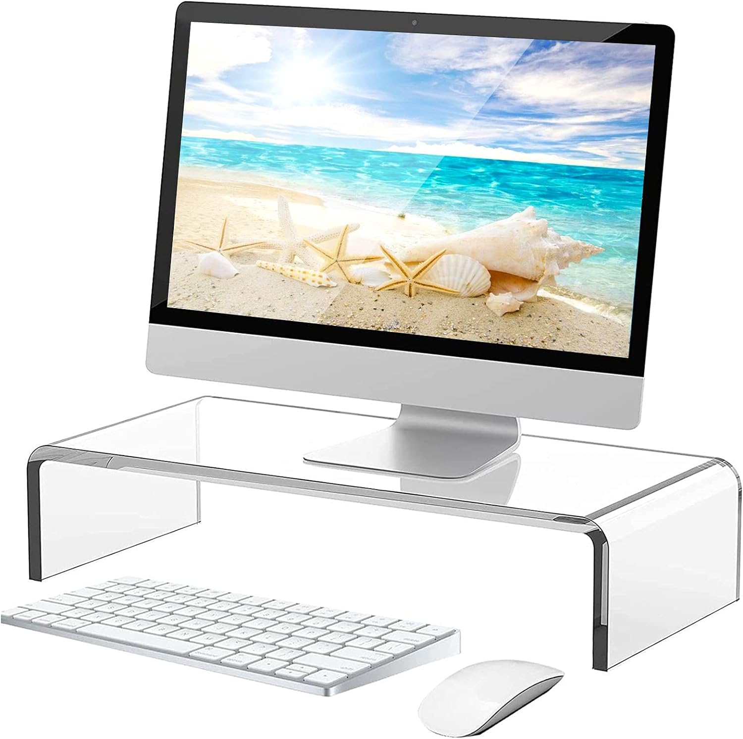 guofa Supporto monitor acrilico, supporto pc, per scrivania in acrilico, per laptop, schermi, computer, notebook, PC, scrivania rialzata (50 x 19 x 10 cm)