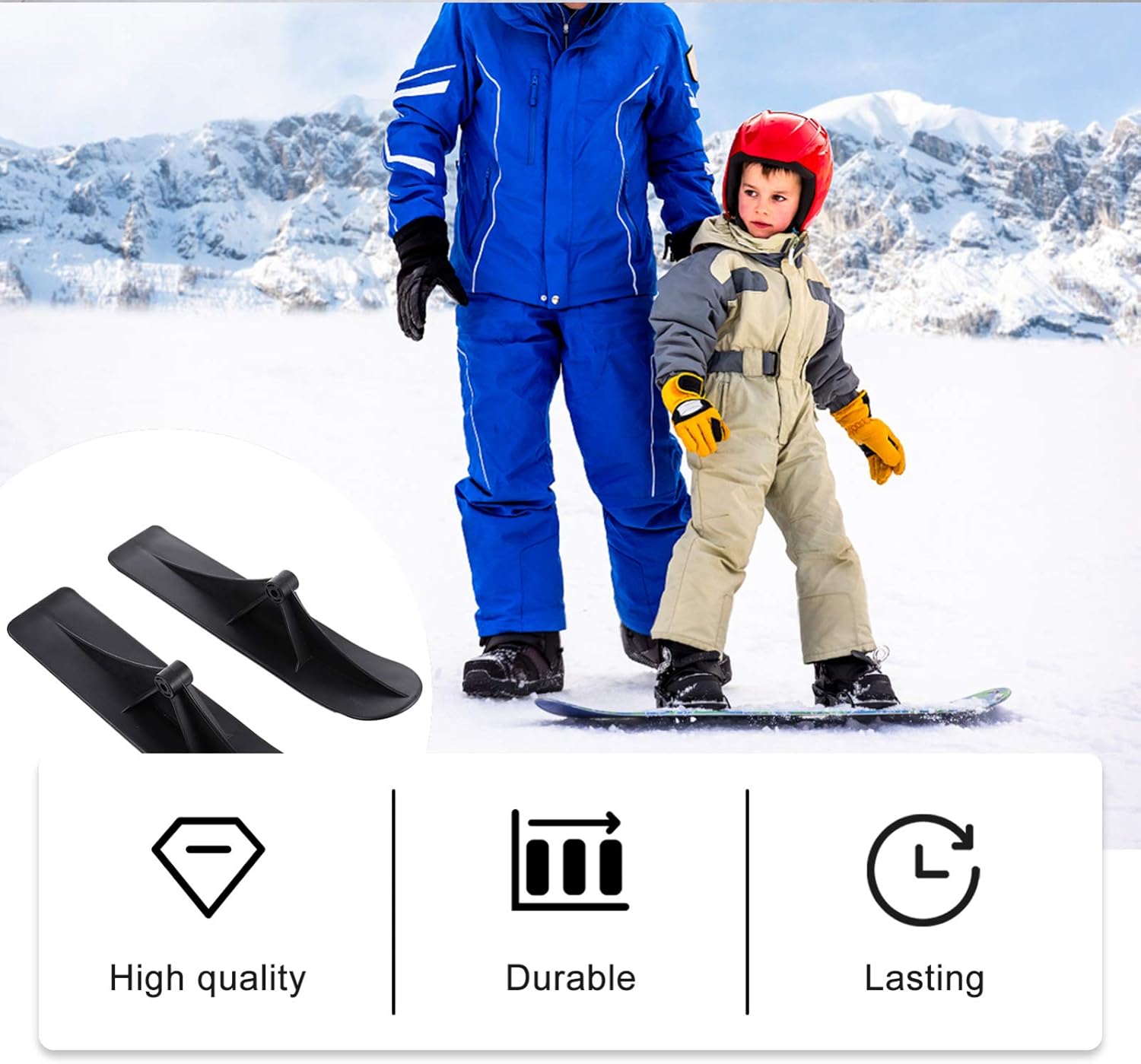 125mm Snow Sled Ski Scooter Kit Dual-Use Boys and Girls's Snow Scooter Ski Accessories for Outdoor Winter Fun