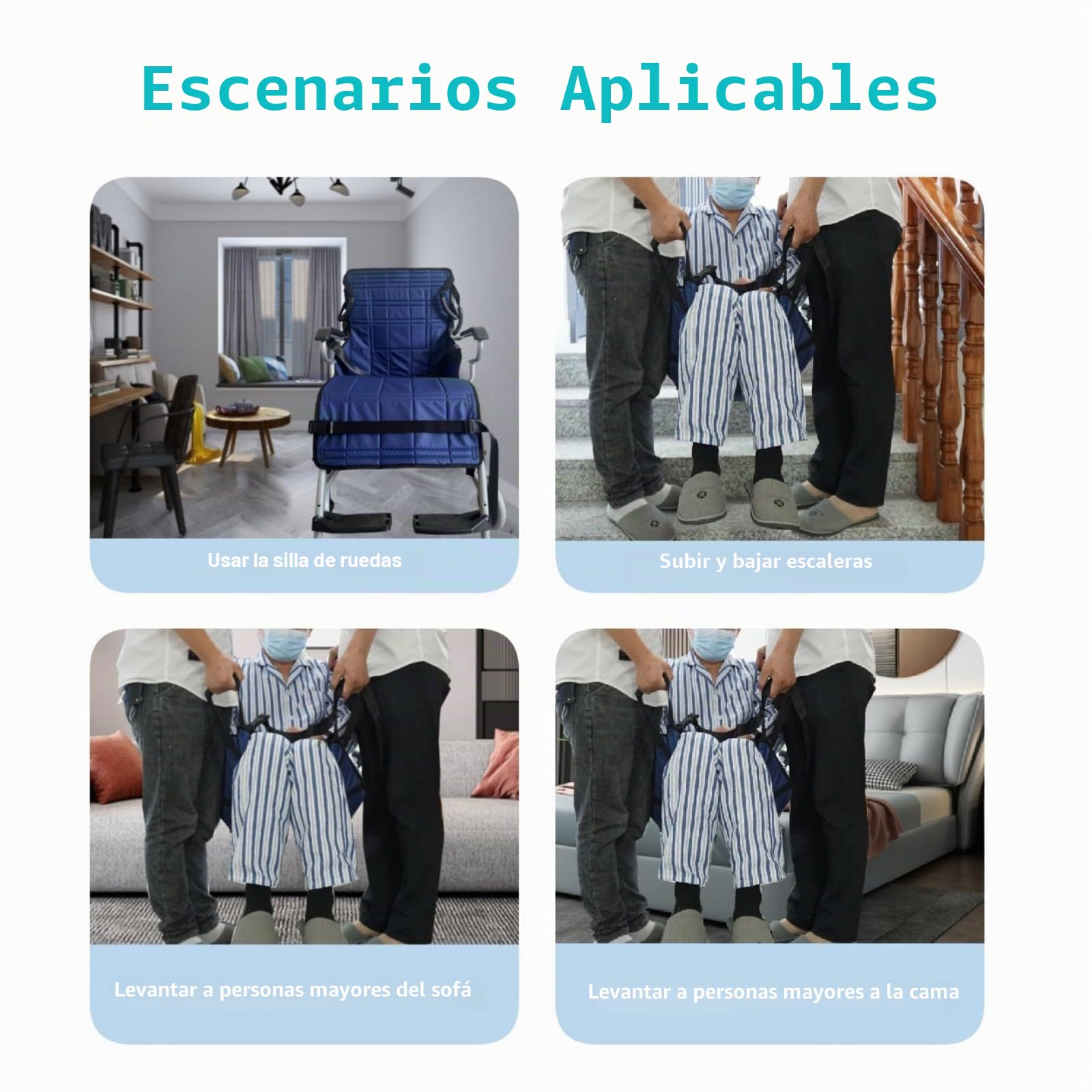 Ayuda de transferencia para personas mayores para subir escaleras, tabla de transferencia de nailon para levantar el cuerpo, ayuda portátil para escaleras para el hogar