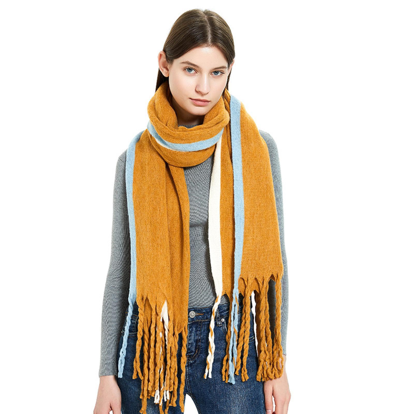 Sciarpa Donna Scialle Uomo Sciarpa Calda Per Uomo E Donna Autunno E Inverno Sciarpa Solida In Acrilico Con Nappa Lunga E Spessa