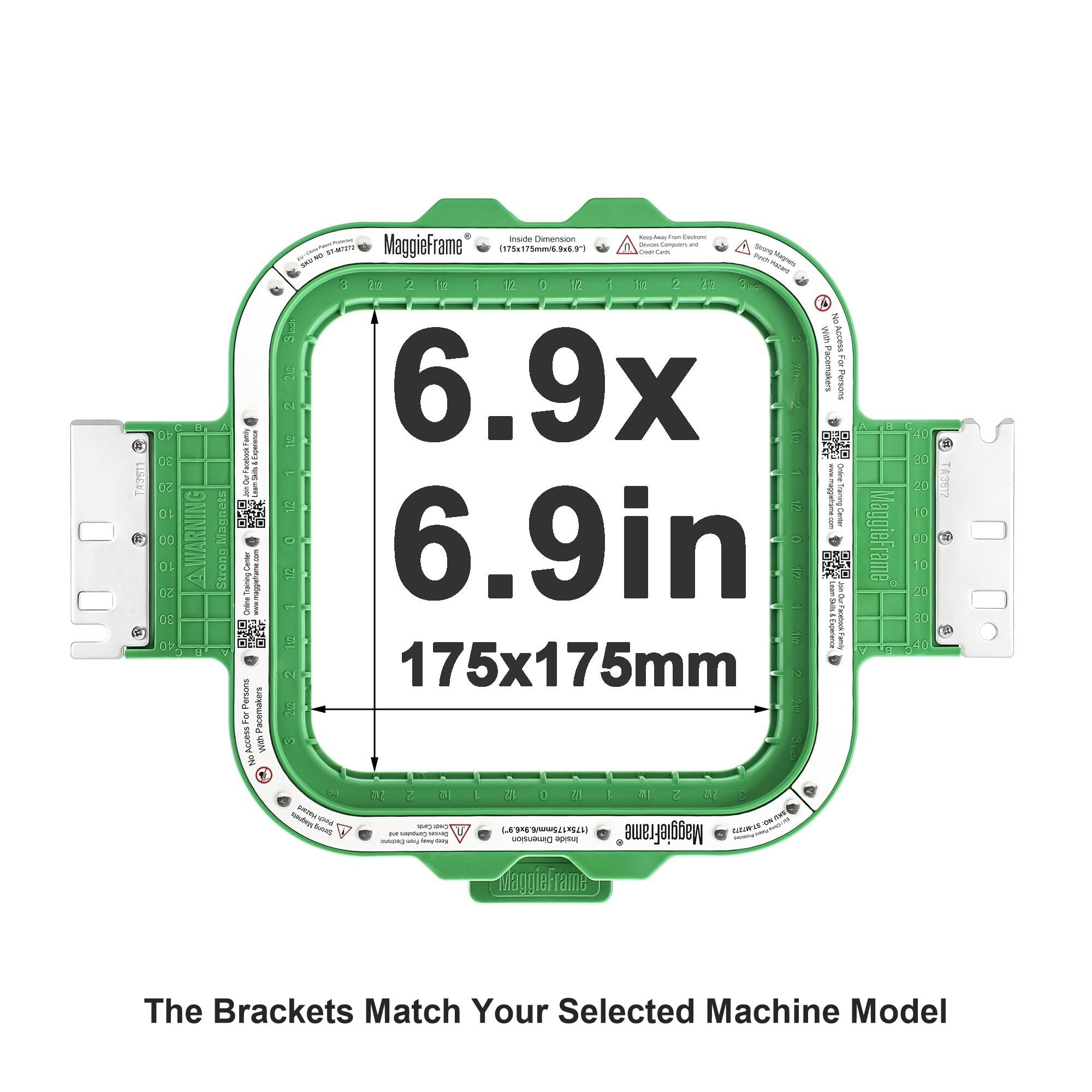 Brewland Bastidor de bordado magnético 175x175mm para Poolin EOV EOM EOX | Compatible con las máquinas Poolin indicadas en el título; 6.9x6.9inch