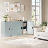 WOLTU Lockable Storage Cabinet, Grey, W90 x H92 x D40 cm - 8