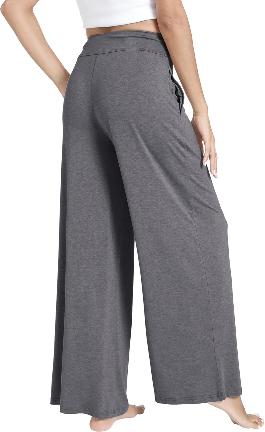 GYS Bamboo Viscose Pajama Pants for Women, Soft Wide Leg Flowy Palazzo Lounge Pants Comfy Pajama Bottoms with Pockets - Image 2