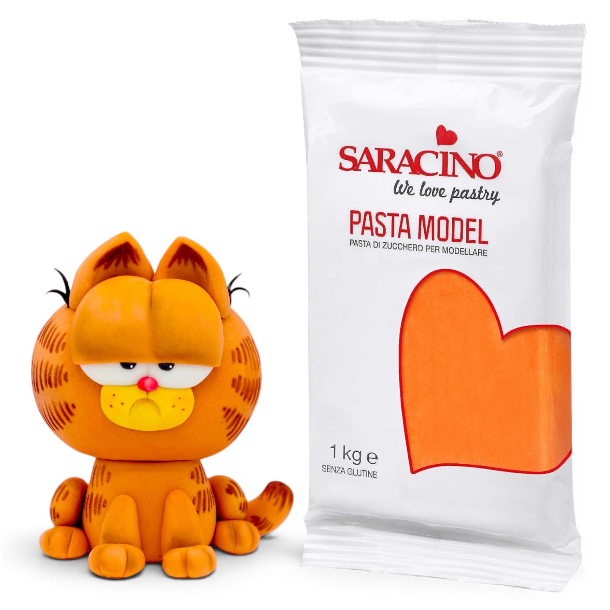 Saracino Sugar Paste Model Orange Modelling Paste 1 kg Gluten Free Made in Italy