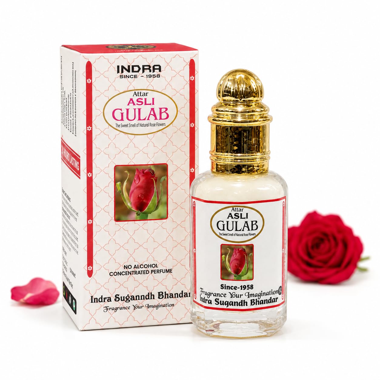 INDRA SUGANDH BHANDAR Attar For Men|Women Asli Gulab Pure Rose No Alcohal Long Lasting Ruh Gulab Fragrance 12ml Rollon Box Pack-picture-42
