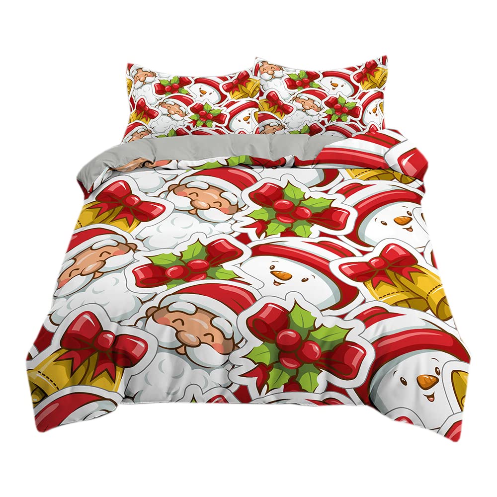 Boże Narodzenie Zielony Czerwony Zestaw Pościeli Poszewka Na Kołdrę i Poszewka na Poduszkę, łatwa w Pielęgnacji Miękka Poszewka Na Kołdrę Bedding Set Microfibre Teenagers(Wielokolorowy1,230x220cm)