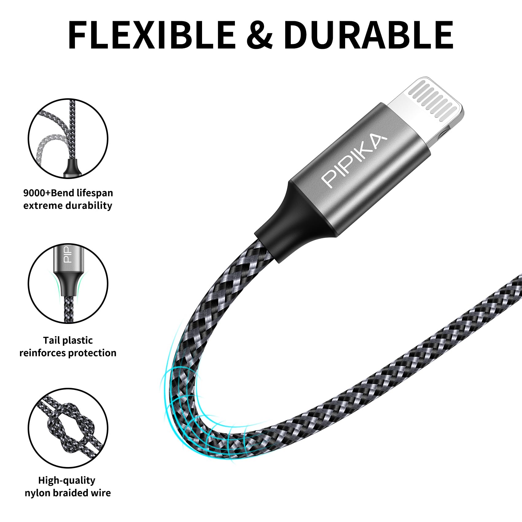 PIPIKA Cavo da USB C a Lightning, [2M] Cavo di Ricarica da Tipo C a Lightning Certificato MFi Compatibile con 13/13 Pro Max/12 Mini/12 Pro/12 Pro Max/11/11 Pro Max/XS Max/XR/X/8/8 Plus