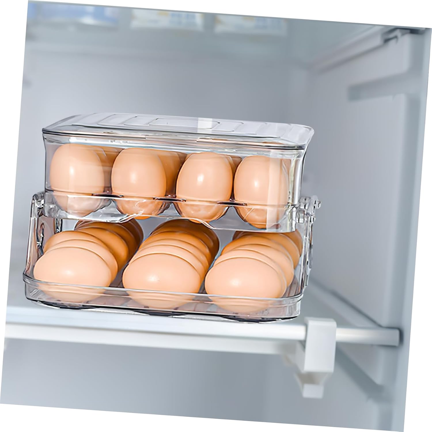 Egg Holder and Dispenser Rolling Egg Box Refrigerator Organizer Pet Material Easy to Clean