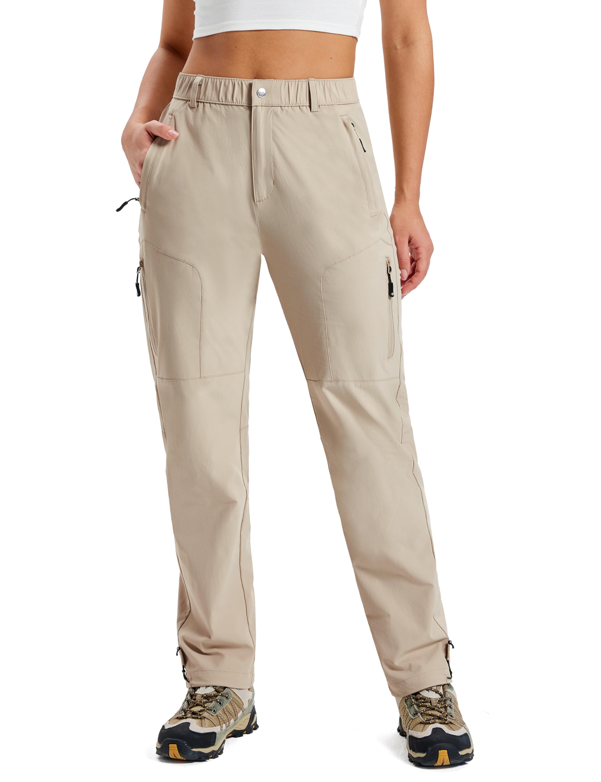 MoFiz Wanderhose Damen Schnelltrocknend Leichte Trekkinghose wasserdicht mit Tasche Atmungsaktiv Outdoorhose für Damen UV-Schutz Arbeitshose Funktionshose (S-2XL)