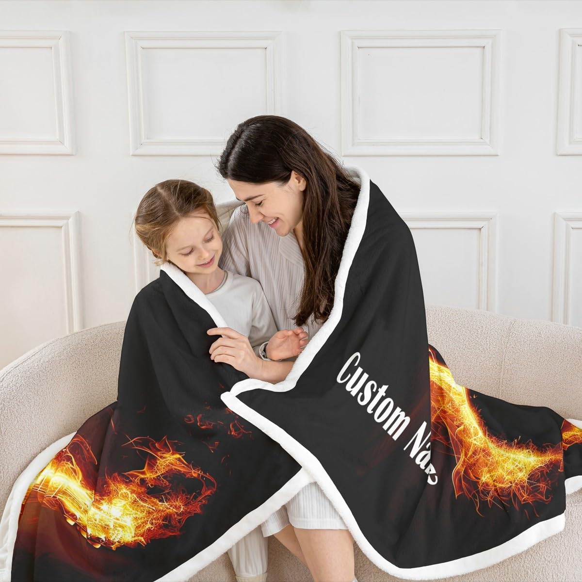 Customized 3D Electric Guitar Throw Blanket Burning Guitar With Golden Fire Fleece Blanket for Boys Girls,Flaming Musical Instruments Blanket 60"x80" Rock Music Theme Bed Blanket Grunge Sofa Decor