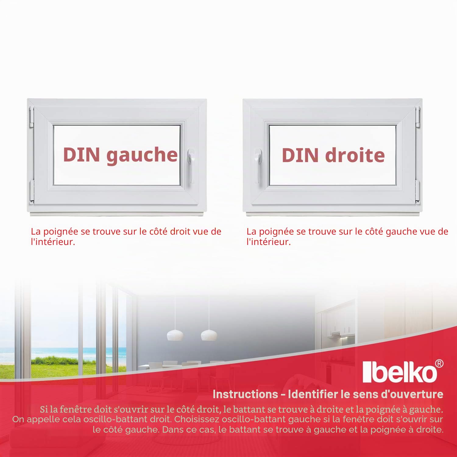 Fenêtre de cave - Plastique - Blanc - BxH: 75 x 55 cm - DIN gauche - Triple Vitrage - En stock