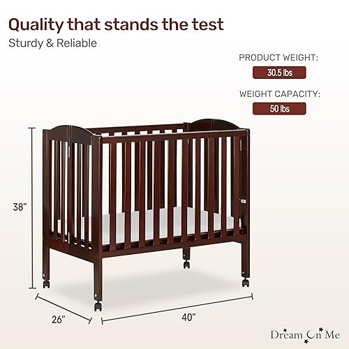 Miniatura 21 de Dream On Me Cuna portátil plegable 2 en 1 en gris frío, certificado Greenguard Gold, 40 x 26 x 38 pulgadas (paquete de 1) Gris (Cool Grey),Rosa