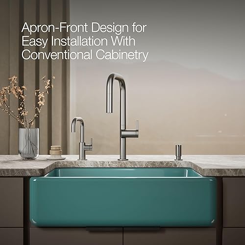 Vista 385 de Kohler Fregadero de la granja Kohler Whitehaven, Frente al delantal altos, K-6489-0, Blanco