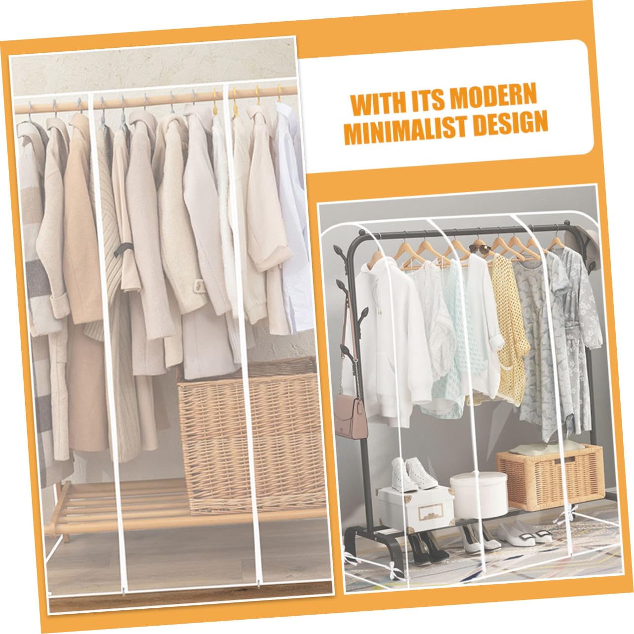ERINGOGO Funda Transparente para Perchero Protector de Ropa Funda para Ropa para Perchero Colgante Material Resistente Uso Armario