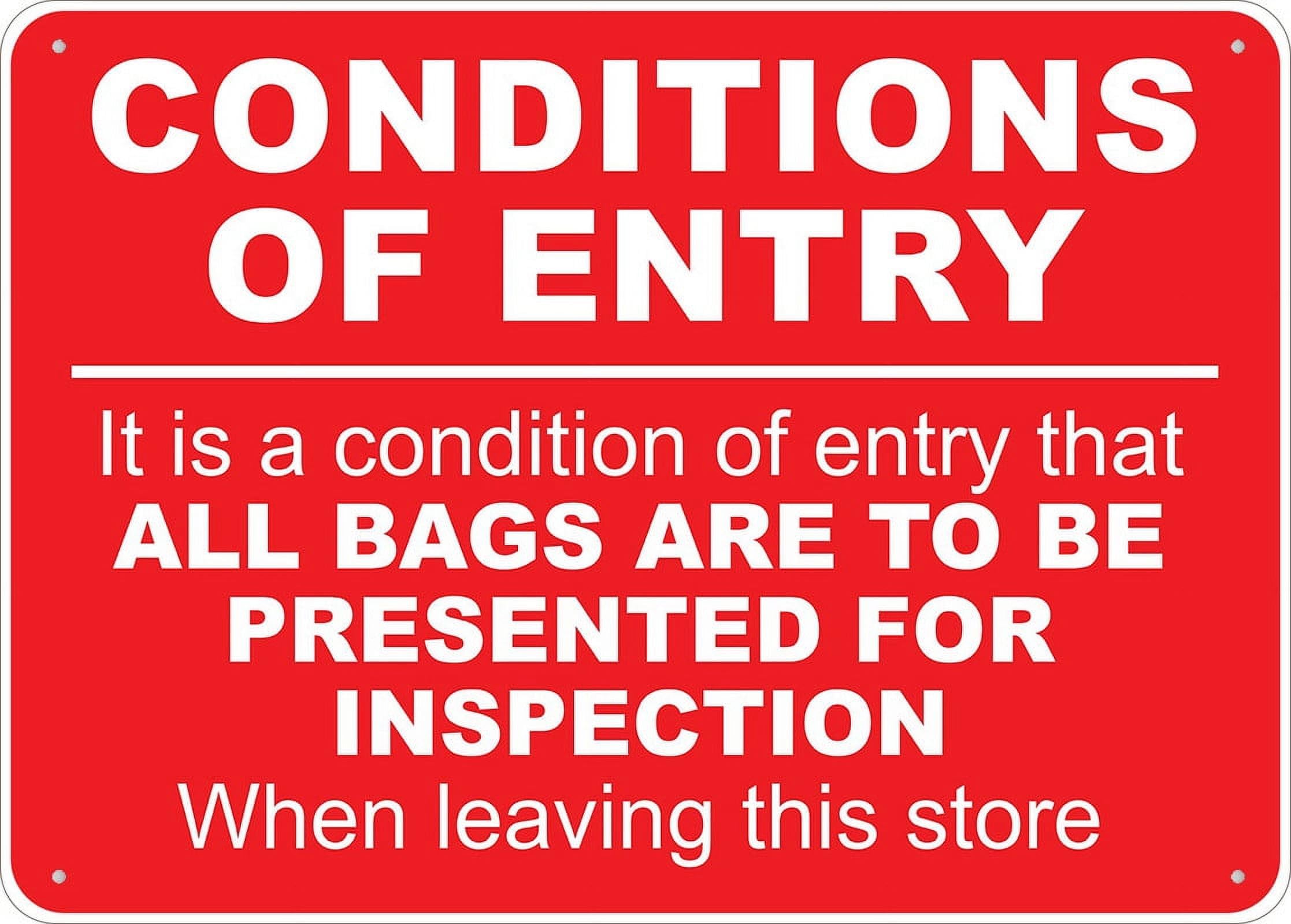 peiyeety Conditions Of Entry Sign - 8"x12" Rust Free Aluminum, Outdoor/Indoor For Home/Business/Yard