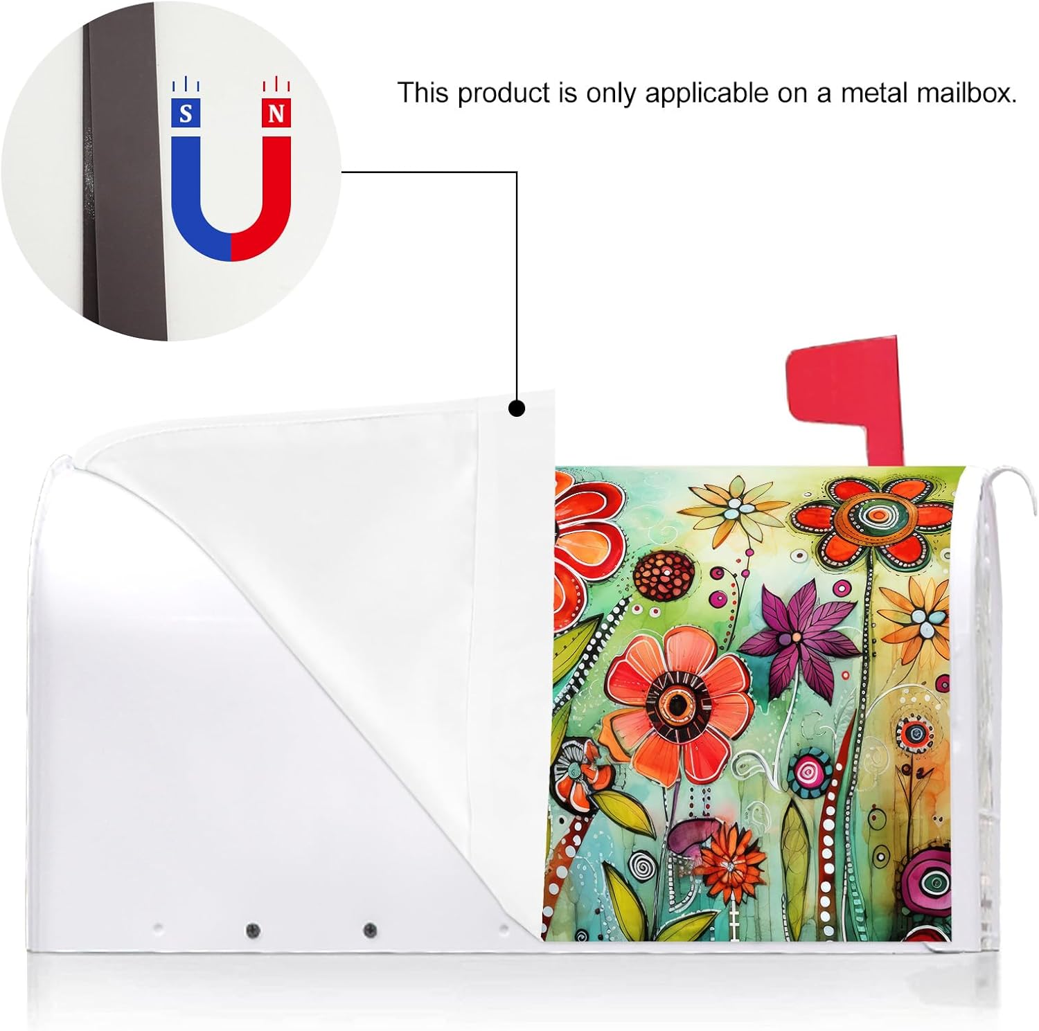 Texupday Abstract Colorful Floral Mailbox Cover with Magnetic Strip Spring Summer Daily Mailbox Wraps Post Letter Box Cover Standard Size 21" X 18" for Garden Outdoor Yard Decor