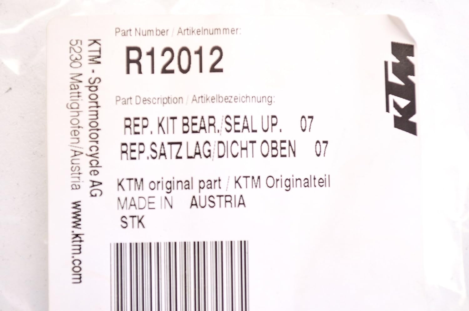 KTM PDS BEARING REPAIR KIT R12012 50/85/125/200/250/300/350/400/450/500/525/530/990