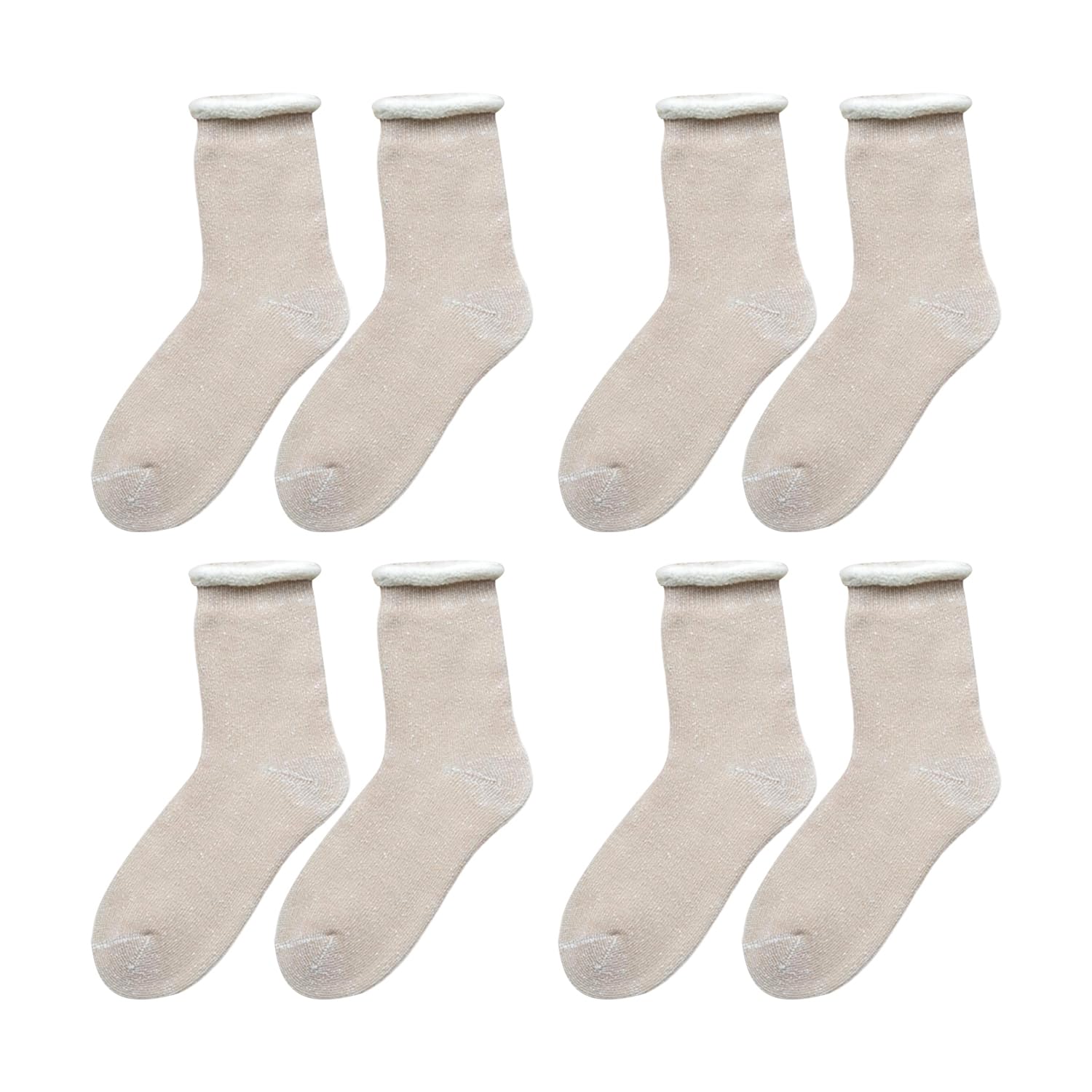 FFDHWU 4 Pairs Of Warm Socks, Fleece Knitted Socks, Women’S Warm Socks, Home Socks, Soft And Comfortable Socks
