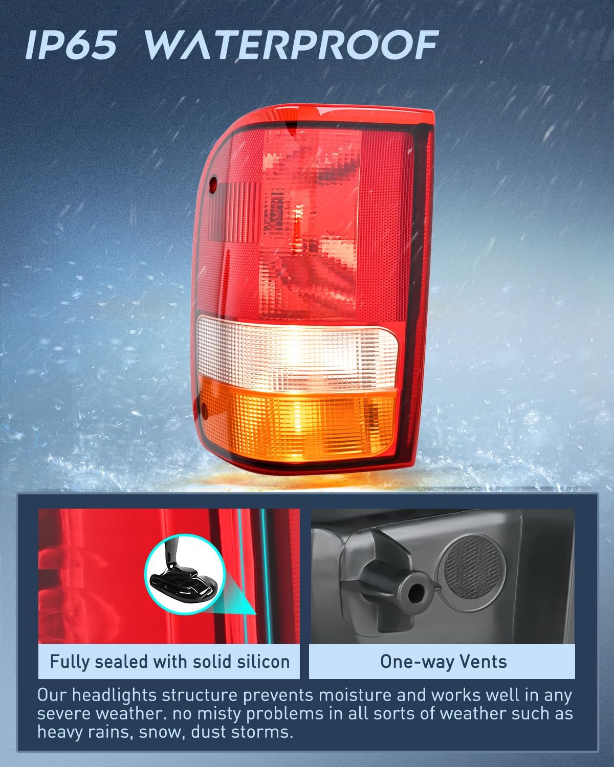 Nilight Taillight Assembly Compatible with 1993 1994 1995 1996 1997 Ford Ranger Red Clear Tail Light OE Style Rear Lamp Replacement Driver Side